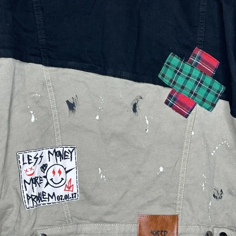 Kleep Jacket Mens Less Money/More Problem Twill Streetwear 3X Black Mint